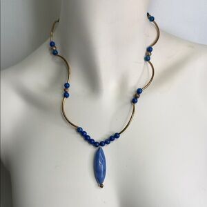 Blue and Coppery Gold Necklace